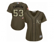 Women Majestic Kansas City Royals #53 Melky Cabrera Replica Green Salute to Service MLB Jersey