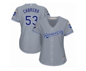 Women Majestic Kansas City Royals #53 Melky Cabrera Replica Grey Road Cool Base MLB Jersey