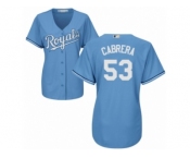 Women Majestic Kansas City Royals #53 Melky Cabrera Replica Light Blue Alternate 1 Cool Base MLB Jersey