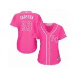 Women Majestic Kansas City Royals #53 Melky Cabrera Replica Pink Fashion Cool Base MLB Jersey