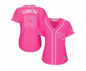 Women Majestic Kansas City Royals #53 Melky Cabrera Replica Pink Fashion Cool Base MLB Jersey