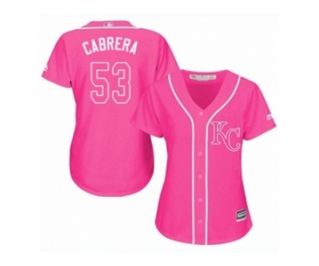 Women Majestic Kansas City Royals #53 Melky Cabrera Replica Pink Fashion Cool Base MLB Jersey