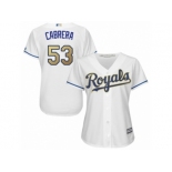 Women Majestic Kansas City Royals #53 Melky Cabrera Replica White Home Cool Base MLB Jersey