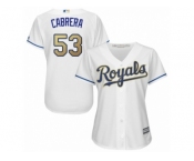 Women Majestic Kansas City Royals #53 Melky Cabrera Replica White Home Cool Base MLB Jersey