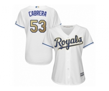 Women Majestic Kansas City Royals #53 Melky Cabrera Replica White Home Cool Base MLB Jersey