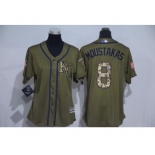 Women Majestic Kansas City Royals #8 Mike Moustakas Authentic Green Salute to Service MLB Jersey