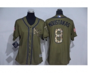 Women Majestic Kansas City Royals #8 Mike Moustakas Authentic Green Salute to Service MLB Jersey