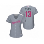 Women's Kansa City Royals #13 Salvador Perez Gary Road 2016 Mother's Day Cool Base Jersey