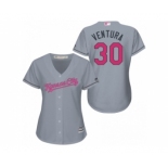 Women's Kansa City Royals #30 Yordano Ventura Gary Road 2016 Mother's Day Cool Base Jersey