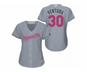 Women's Kansa City Royals #30 Yordano Ventura Gary Road 2016 Mother's Day Cool Base Jersey