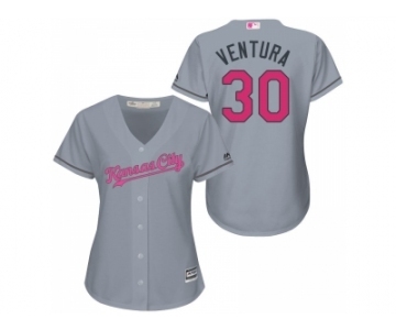 Women's Kansa City Royals #30 Yordano Ventura Gary Road 2016 Mother's Day Cool Base Jersey