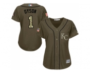 Women's Kansas City Royals #1 Jarrod Dyson Green Salute to Service Stitched MLB Jersey