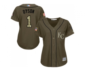 Women's Kansas City Royals #1 Jarrod Dyson Green Salute to Service Stitched MLB Jersey