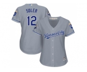 Women's Kansas City Royals #12 Jorge Soler Grey Road Stitched MLB Jersey