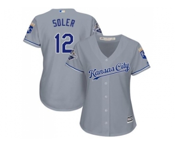 Women's Kansas City Royals #12 Jorge Soler Grey Road Stitched MLB Jersey