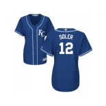 Women's Kansas City Royals #12 Jorge Soler Royal Blue Alternate Stitched MLB Jersey