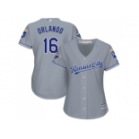 Women's Kansas City Royals #16 Paulo Orlando Grey Road Stitched MLB Jersey