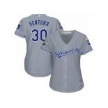 Women's Kansas City Royals #30 Yordano Ventura Grey Road Stitched MLB Jersey