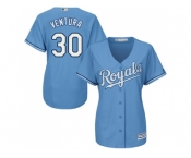 Women's Kansas City Royals #30 Yordano Ventura Light Blue Alternate Stitched MLB Jersey