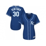 Women's Kansas City Royals #30 Yordano Ventura Royal Blue Alternate Stitched MLB Jersey