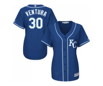 Women's Kansas City Royals #30 Yordano Ventura Royal Blue Alternate Stitched MLB Jersey