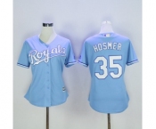 Women's Kansas City Royals #35 Eric Hosmer Majestic Light Blue Cool Base Player Jersey