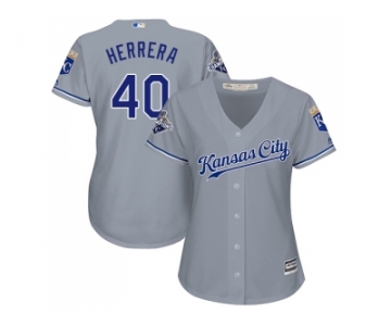 Women's Kansas City Royals #40 Kelvin Herrera Grey Road Stitched MLB Jersey