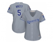 Women's Kansas City Royals #5 George Brett Grey Road Stitched MLB Jersey