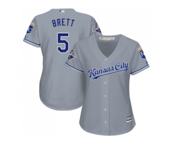 Women's Kansas City Royals #5 George Brett Grey Road Stitched MLB Jersey