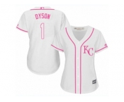 Women's Majestic Kansas City Royals #1 Jarrod Dyson Authentic White Fashion Cool Base MLB Jersey