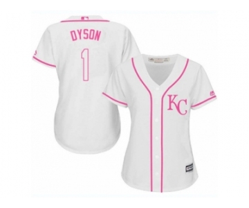 Women's Majestic Kansas City Royals #1 Jarrod Dyson Authentic White Fashion Cool Base MLB Jersey