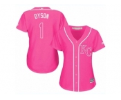 Women's Majestic Kansas City Royals #1 Jarrod Dyson Replica Pink Fashion Cool Base MLB Jersey