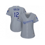 Women's Majestic Kansas City Royals #12 Jorge Soler Replica Grey Road Cool Base MLB Jersey