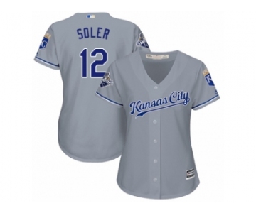 Women's Majestic Kansas City Royals #12 Jorge Soler Replica Grey Road Cool Base MLB Jersey