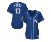 Women's Majestic Kansas City Royals #13 Salvador Perez Authentic Royal Blue 2017 Spring Training Cool Base MLB Jersey