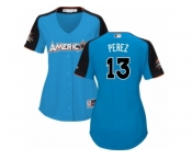 Women's Majestic Kansas City Royals #13 Salvador Perez Replica Blue American League 2017 MLB All-Star MLB Jersey