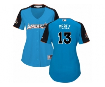 Women's Majestic Kansas City Royals #13 Salvador Perez Replica Blue American League 2017 MLB All-Star MLB Jersey