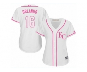 Women's Majestic Kansas City Royals #16 Paulo Orlando Authentic White Fashion Cool Base MLB Jersey