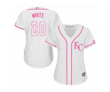 Women's Majestic Kansas City Royals #20 Frank White Authentic White Fashion Cool Base MLB Jersey