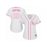 Women's Majestic Kansas City Royals #30 Yordano Ventura Authentic White Fashion Cool Base MLB Jersey