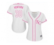 Women's Majestic Kansas City Royals #30 Yordano Ventura Authentic White Fashion Cool Base MLB Jersey