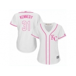 Women's Majestic Kansas City Royals #31 Ian Kennedy Authentic White Fashion Cool Base MLB Jersey