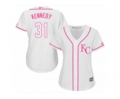 Women's Majestic Kansas City Royals #31 Ian Kennedy Authentic White Fashion Cool Base MLB Jersey