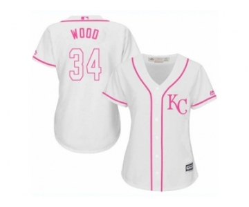 Women's Majestic Kansas City Royals #34 Travis Wood Authentic White Fashion Cool Base MLB Jersey