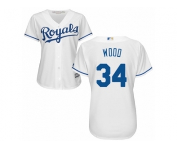 Women's Majestic Kansas City Royals #34 Travis Wood Replica White Home Cool Base MLB Jersey