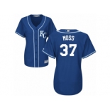 Women's Majestic Kansas City Royals #37 Brandon Moss Authentic Blue Alternate 2 Cool Base MLB Jersey