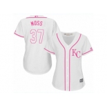 Women's Majestic Kansas City Royals #37 Brandon Moss Authentic White Fashion Cool Base MLB Jersey