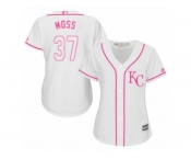 Women's Majestic Kansas City Royals #37 Brandon Moss Authentic White Fashion Cool Base MLB Jersey