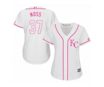 Women's Majestic Kansas City Royals #37 Brandon Moss Authentic White Fashion Cool Base MLB Jersey