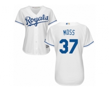 Women's Majestic Kansas City Royals #37 Brandon Moss Replica White Home Cool Base MLB Jersey